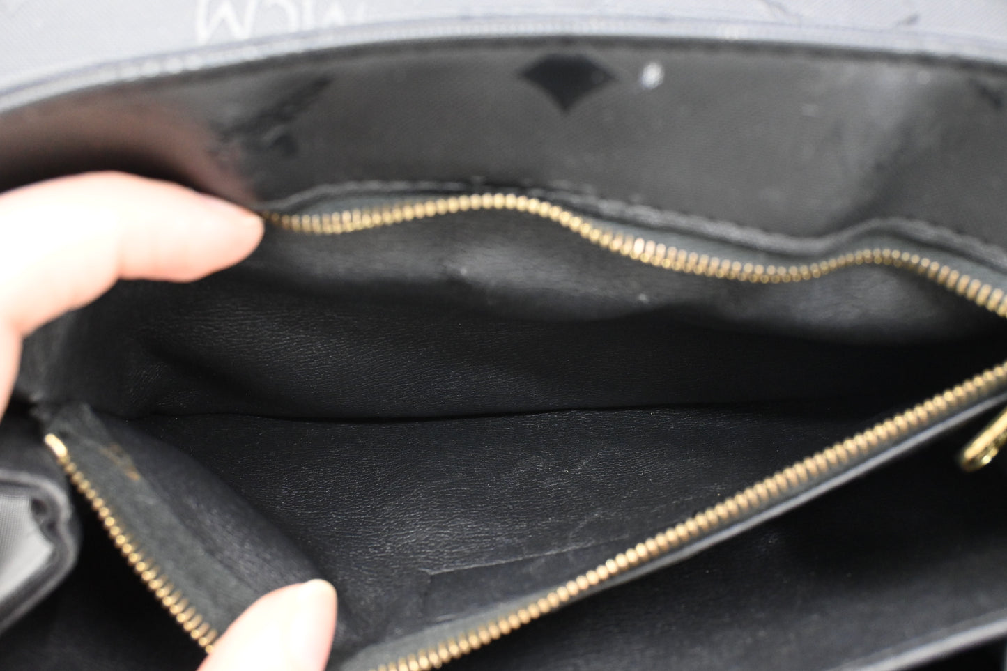 MCM Top Handle Bag in Black Coated Canvas