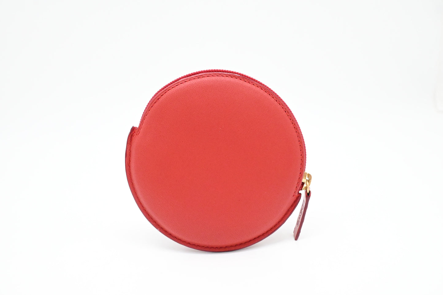 Loewe Round Coin Case in Red Leather