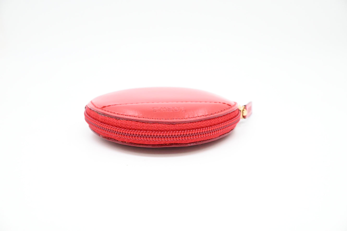 Loewe Round Coin Case in Red Leather