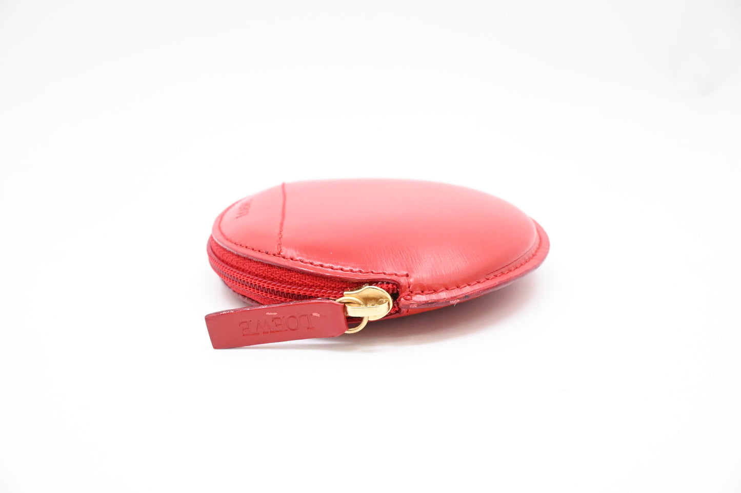 Loewe Round Coin Case in Red Leather