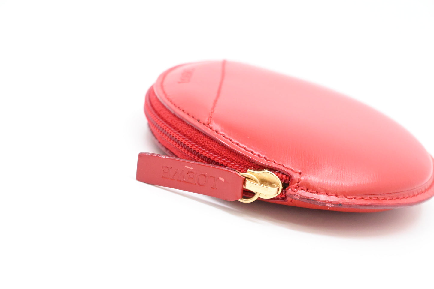 Loewe Round Coin Case in Red Leather