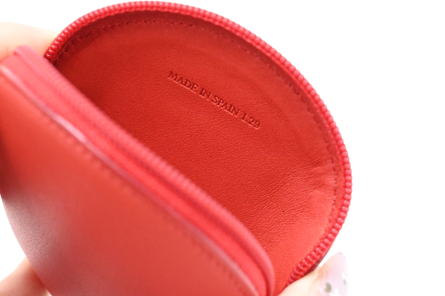 Loewe Round Coin Case in Red Leather
