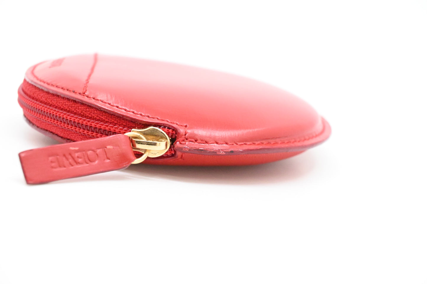 Loewe Round Coin Case in Red Leather