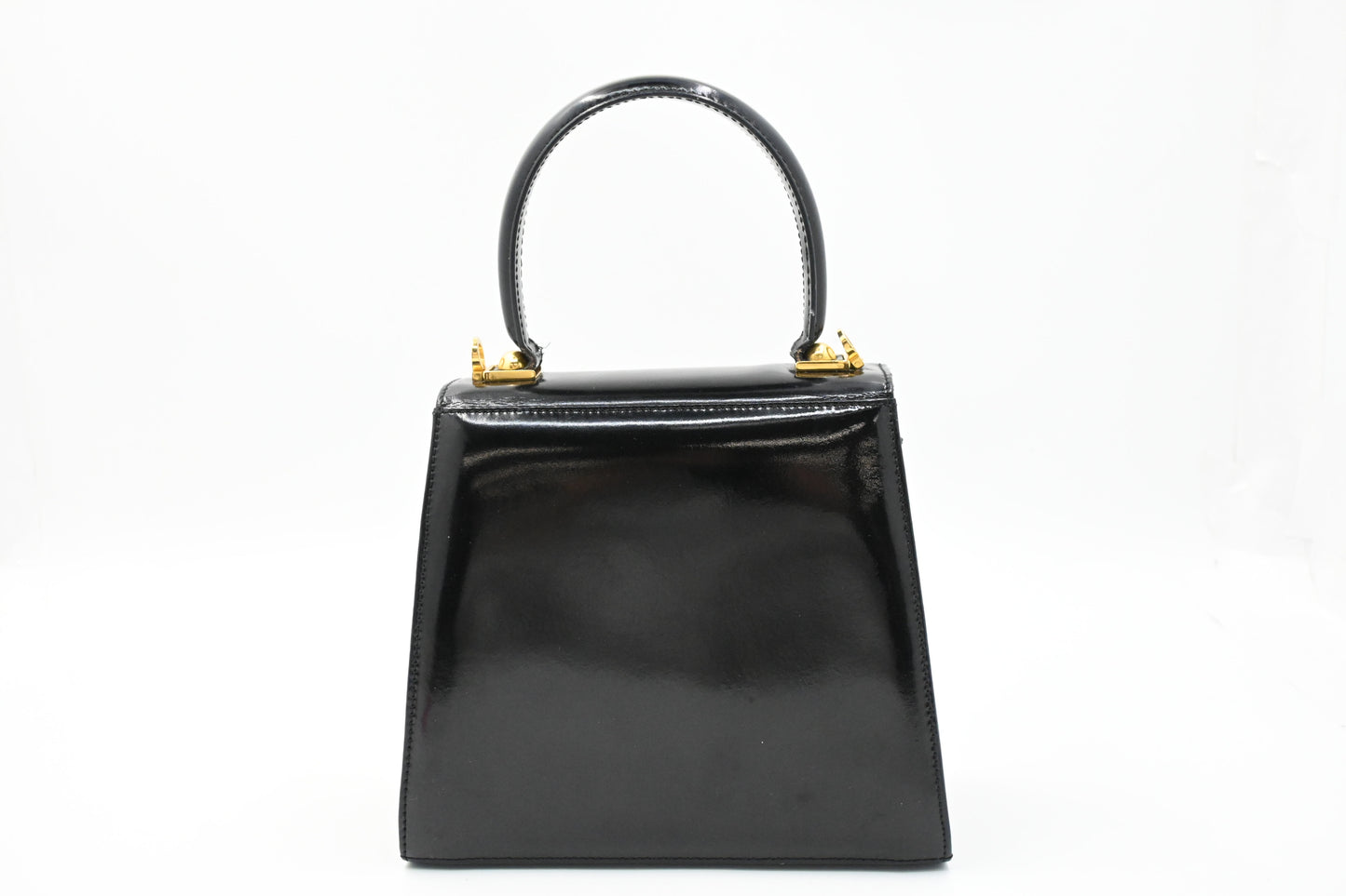 Ferragamo Top Handle Bag in Black Patent Leather