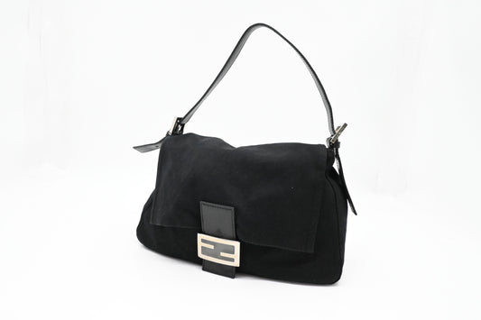 Fendi Medium Mamma Baguette Shoulder Bag in Black Nylon