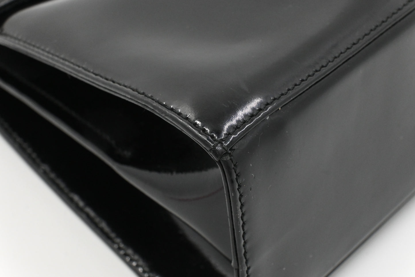 Ferragamo Top Handle Bag in Black Patent Leather