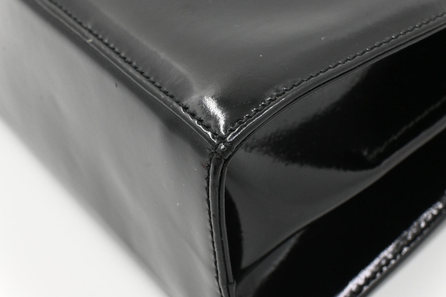 Ferragamo Top Handle Bag in Black Patent Leather