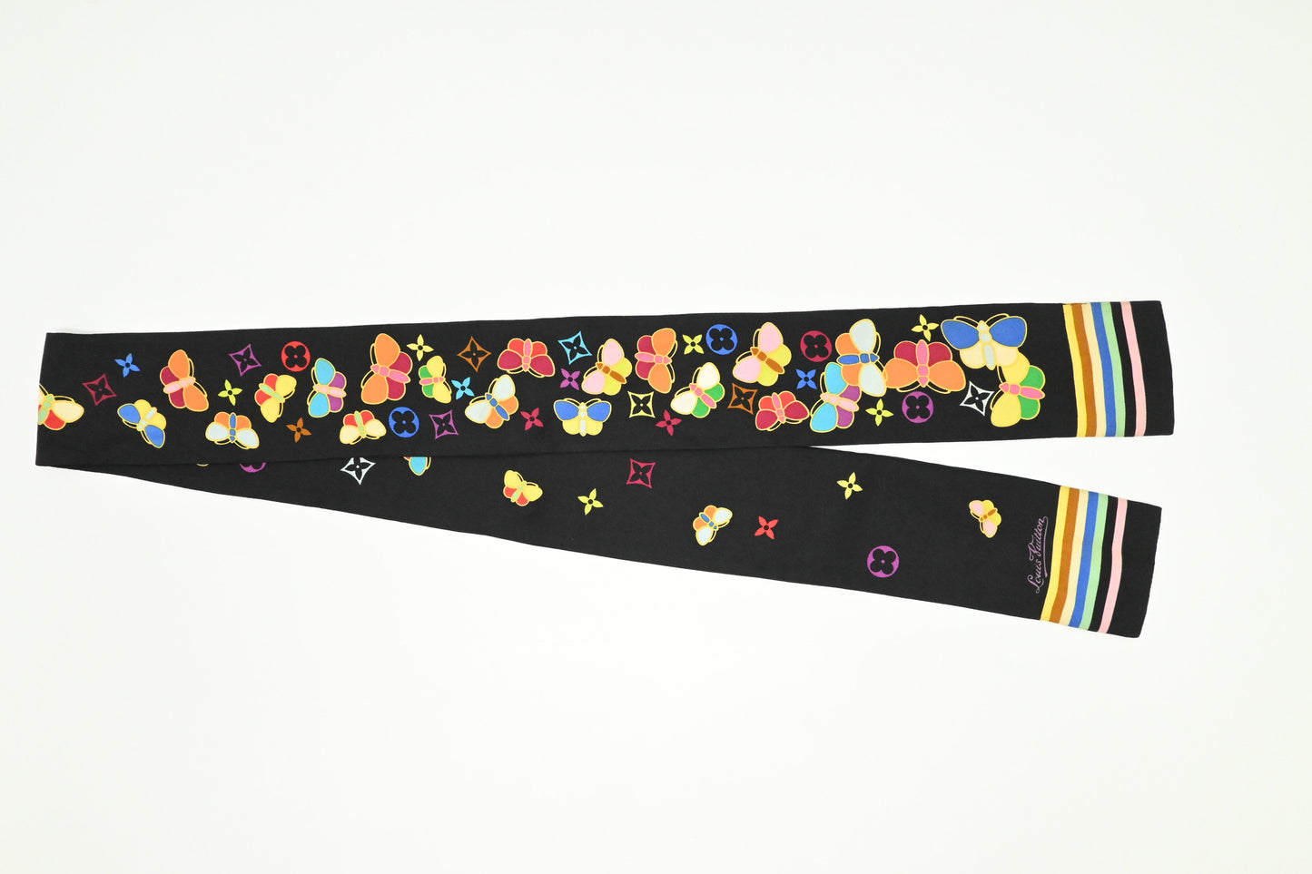 Louis Vuitton Butterfly Bandeau in Black Multicolor Silk