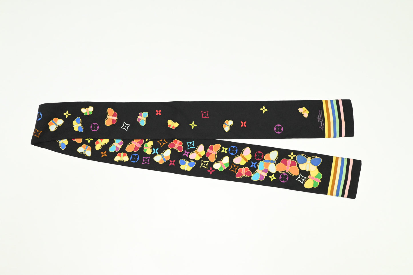 Louis Vuitton Butterfly Bandeau in Black Multicolor Silk
