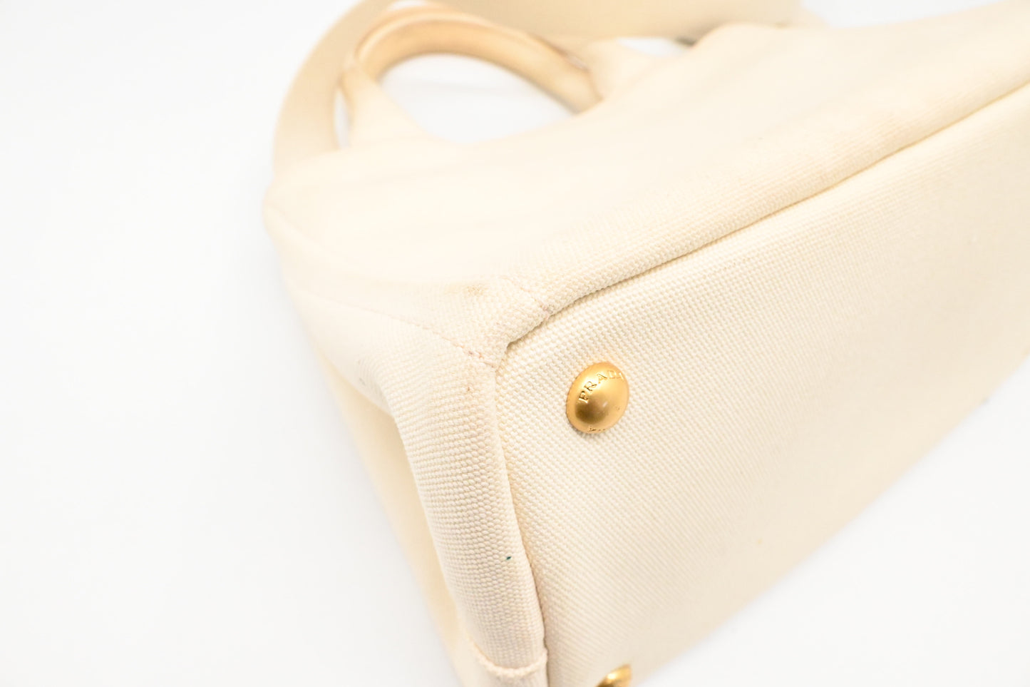 Prada Small Hawaiian Canapa in White Canvas