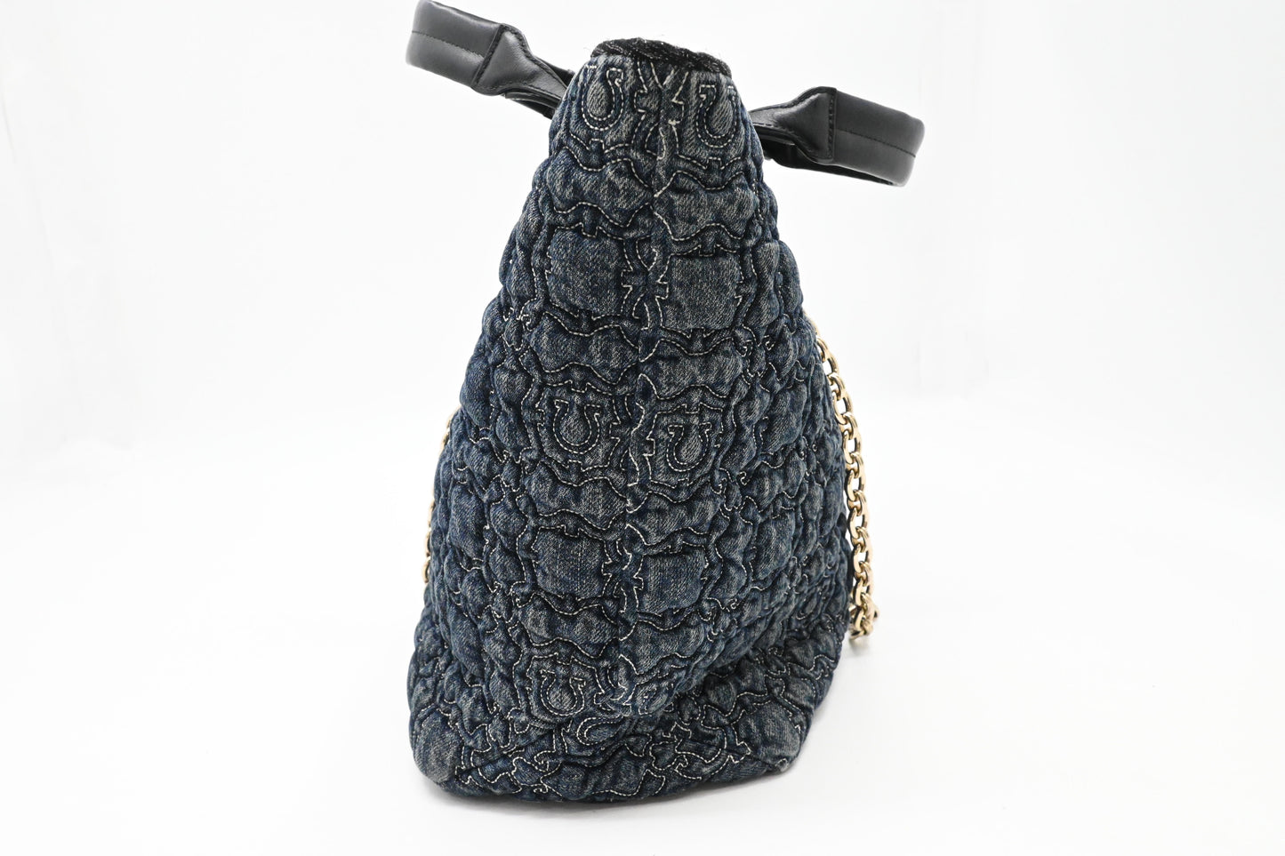 Ferragamo Chain Tote Bag in Quilted Denim