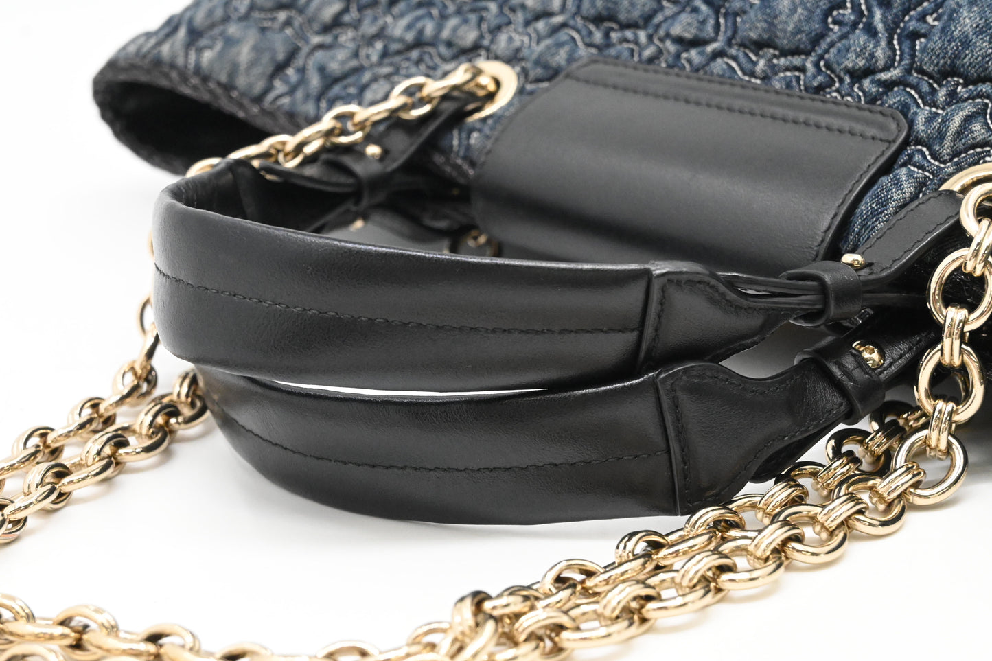 Ferragamo Chain Tote Bag in Quilted Denim
