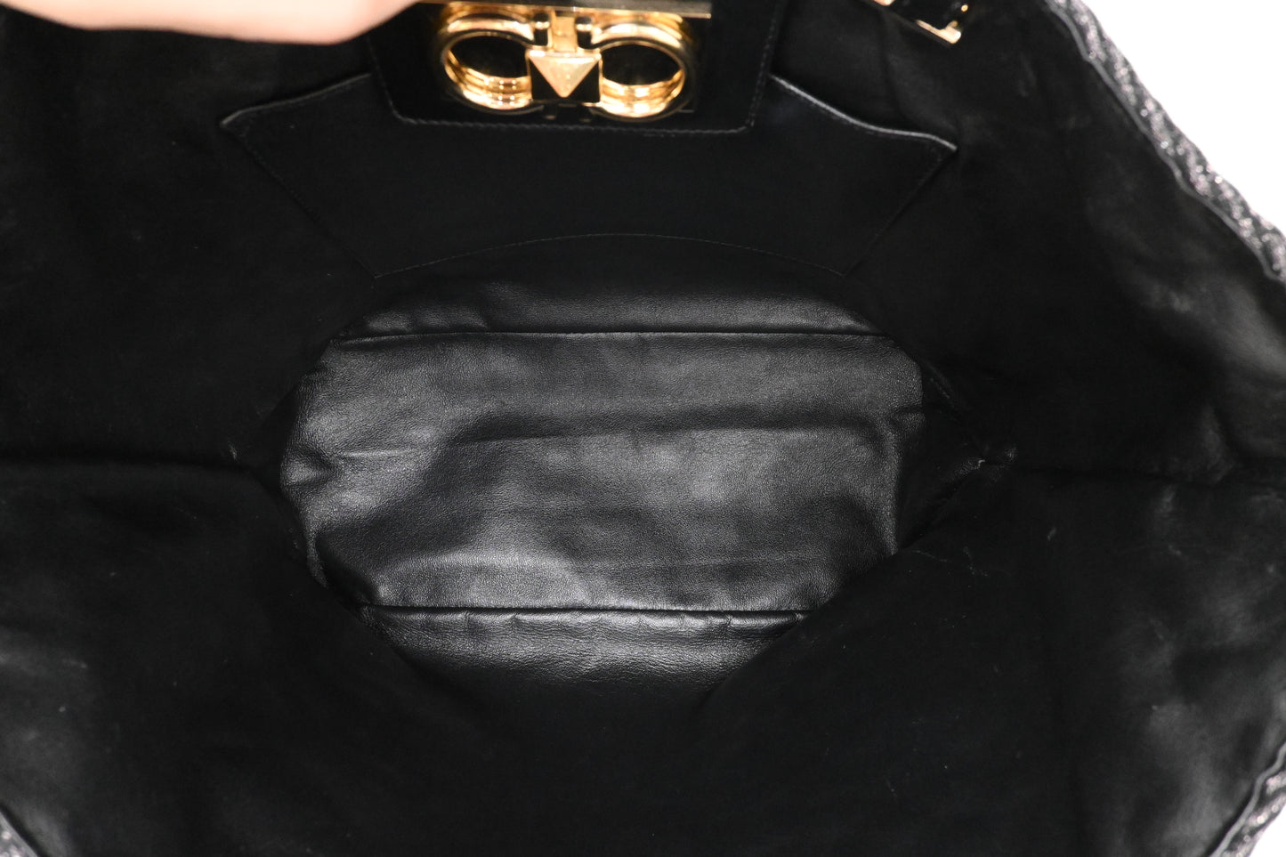 Ferragamo Chain Tote Bag in Quilted Denim