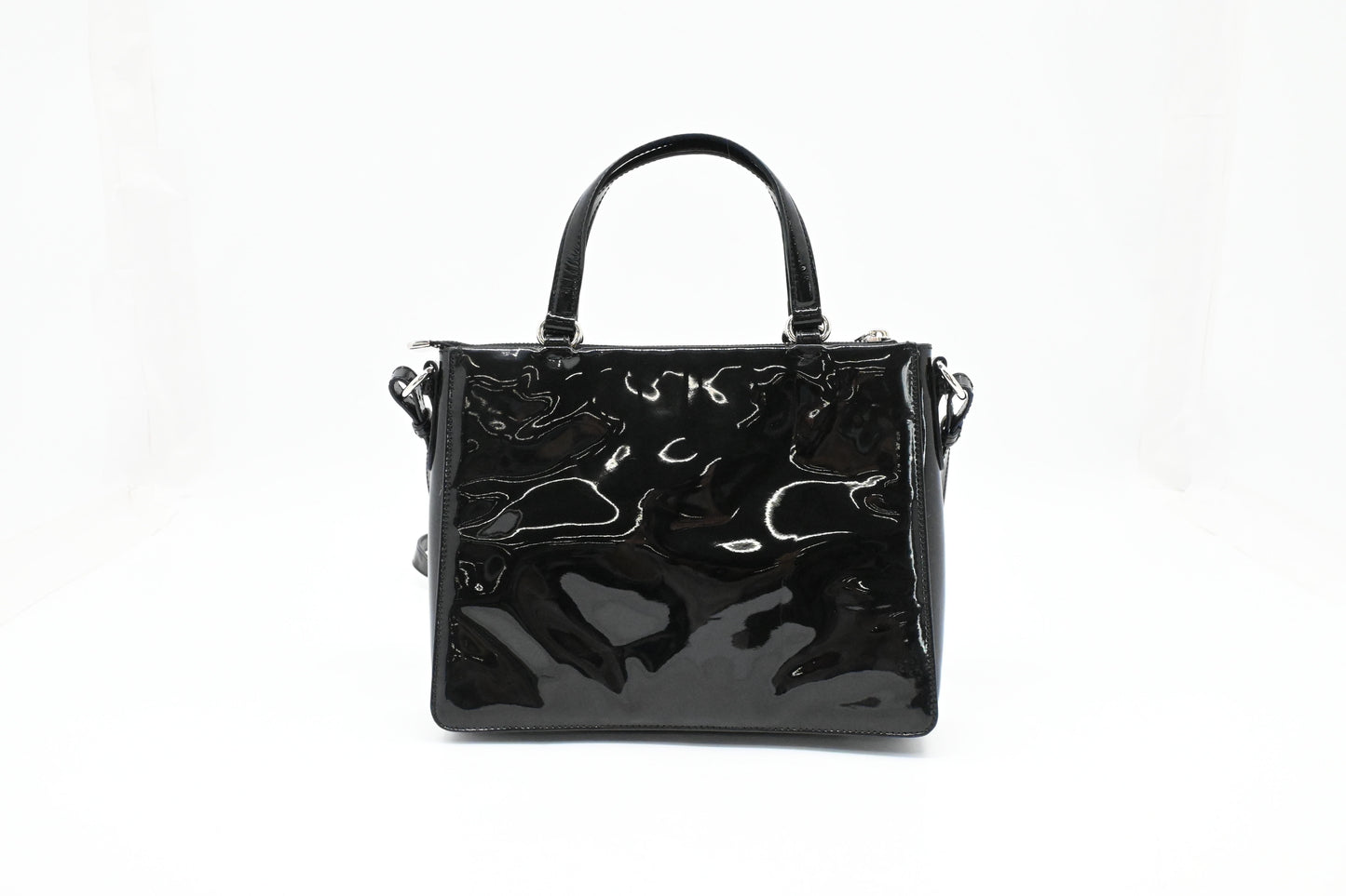 Ferragamo Vara Handbag in Black Patent Leather