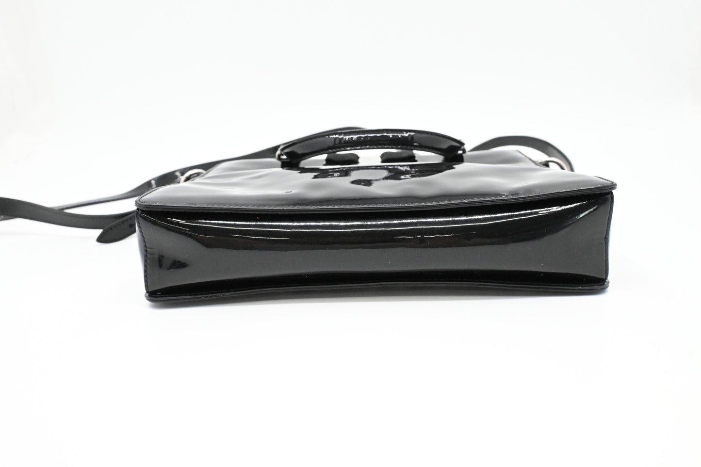 Ferragamo Vara Handbag in Black Patent Leather