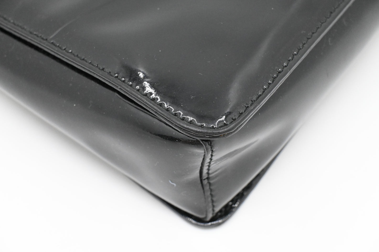 Ferragamo Vara Handbag in Black Patent Leather