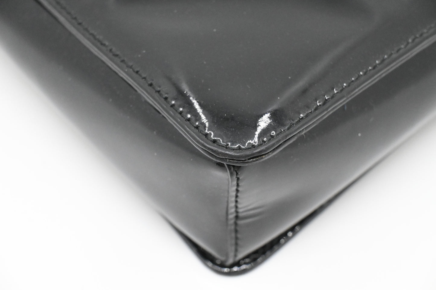 Ferragamo Vara Handbag in Black Patent Leather