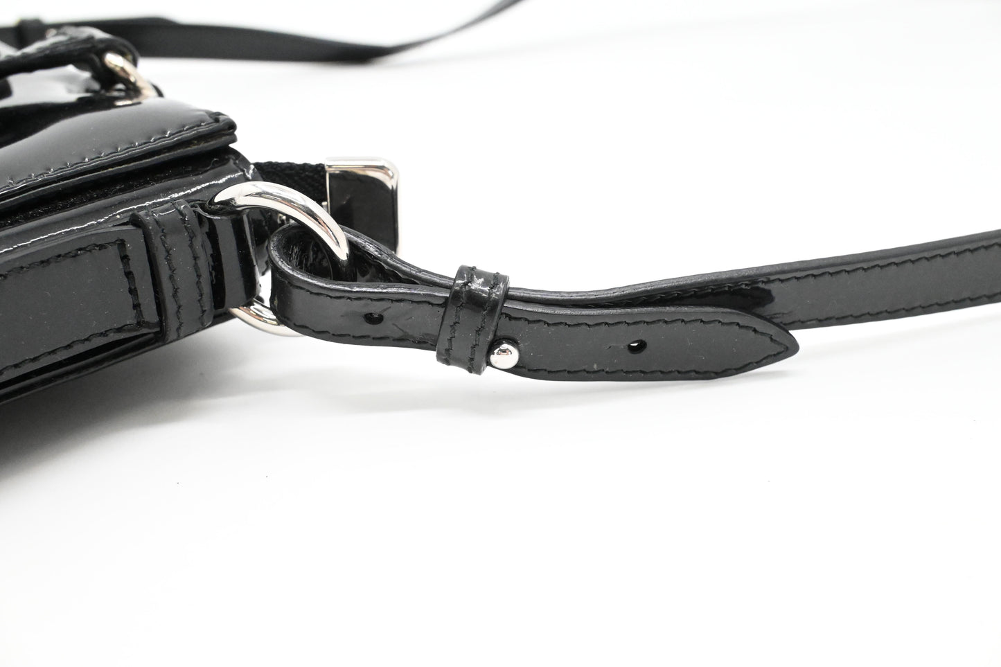 Ferragamo Vara Handbag in Black Patent Leather