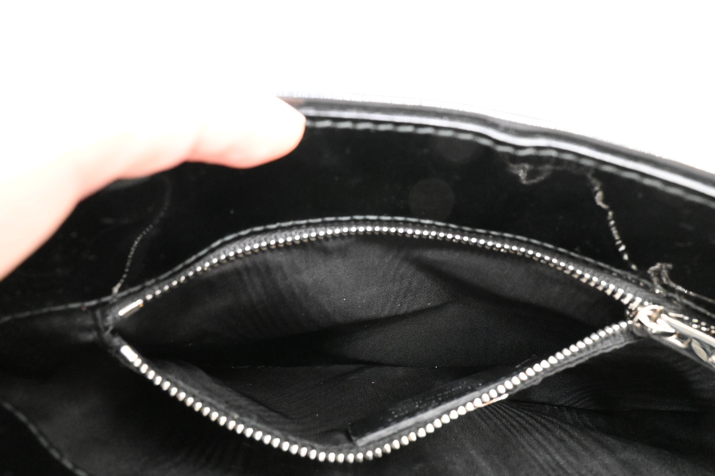 Ferragamo Vara Handbag in Black Patent Leather