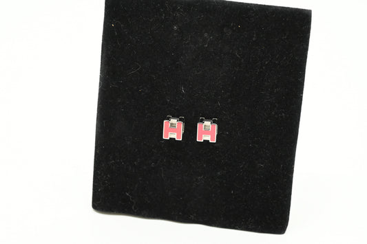 Hermes Pink H Cube Earrings