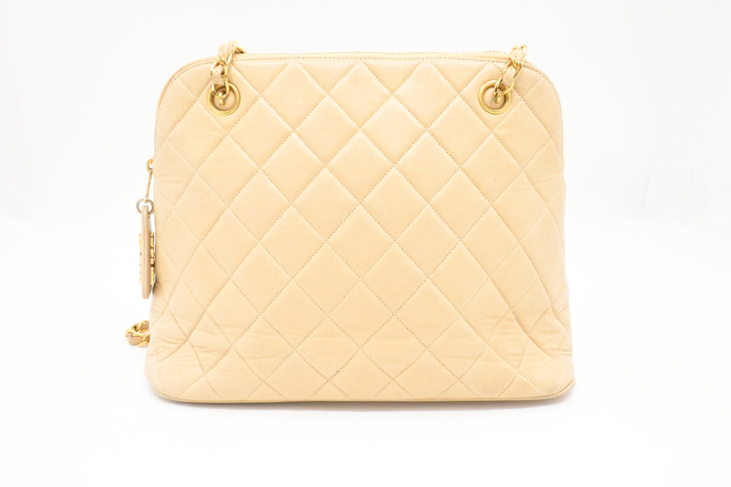 Chanel Chain Shoulder Bag in Light Beige Leather
