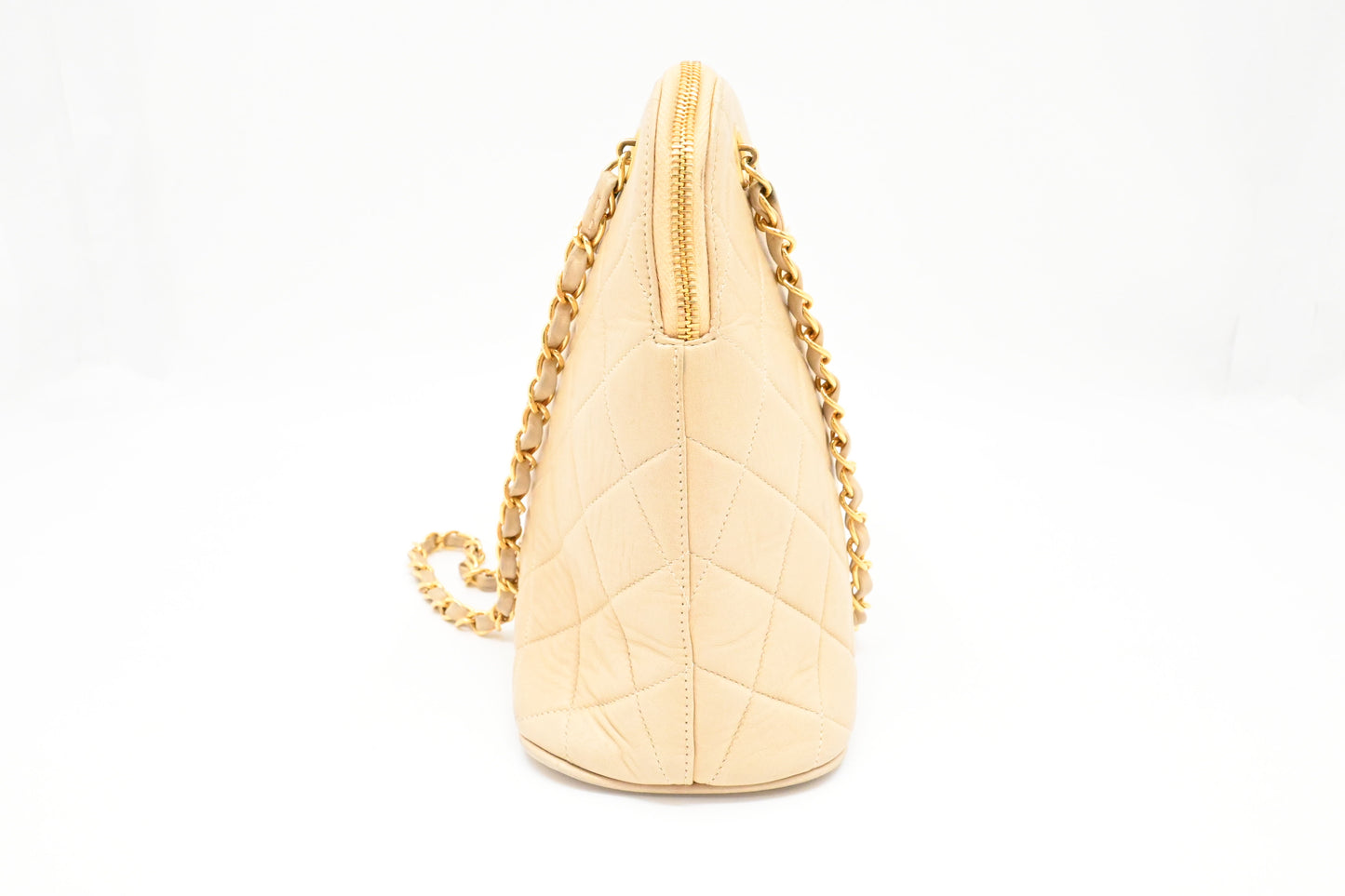 Chanel Chain Shoulder Bag in Light Beige Leather