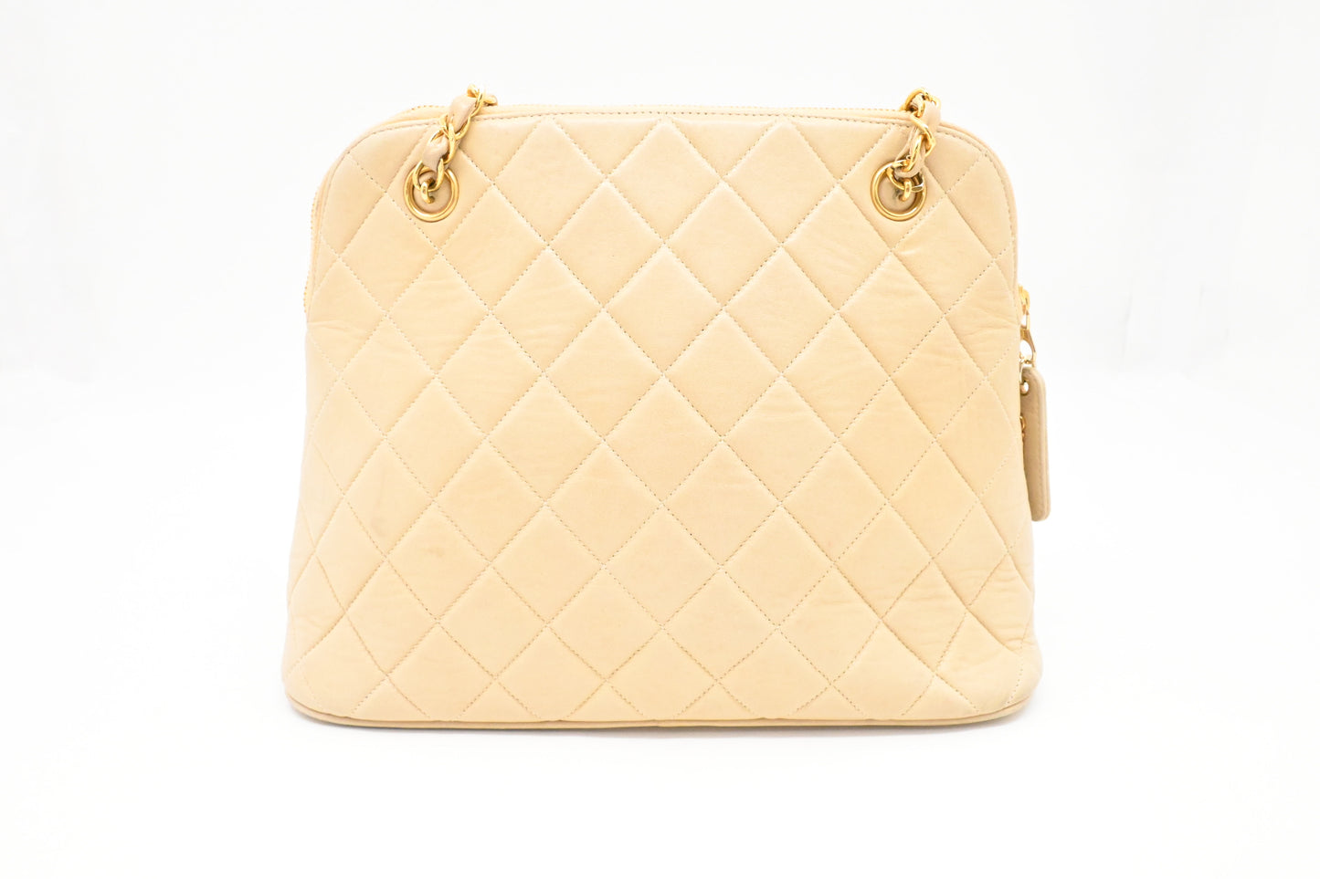 Chanel Chain Shoulder Bag in Light Beige Leather
