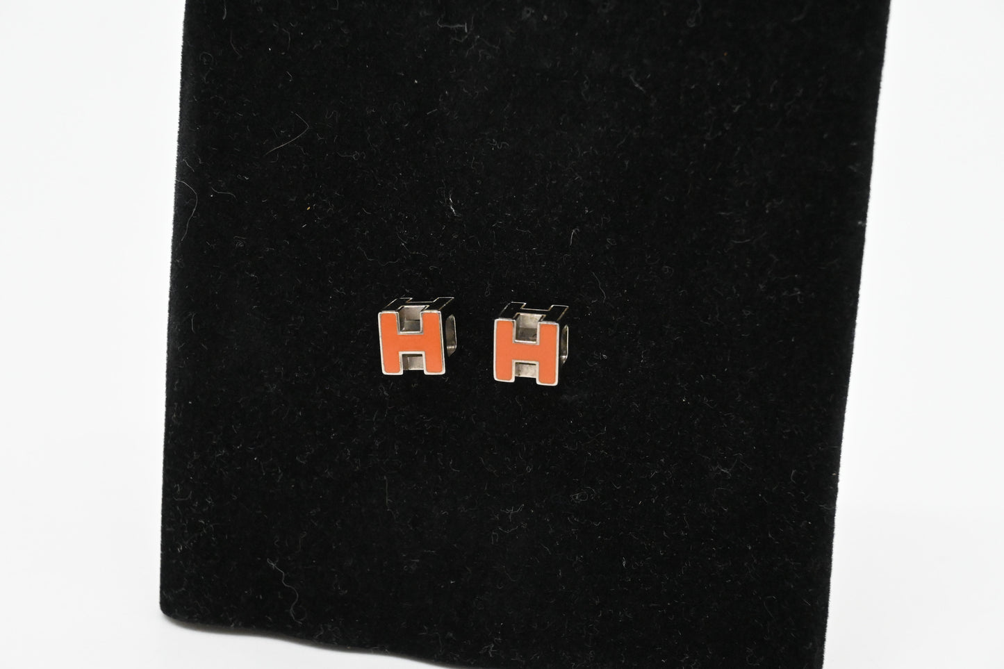 Hermes Small Orange H Cube Earrings