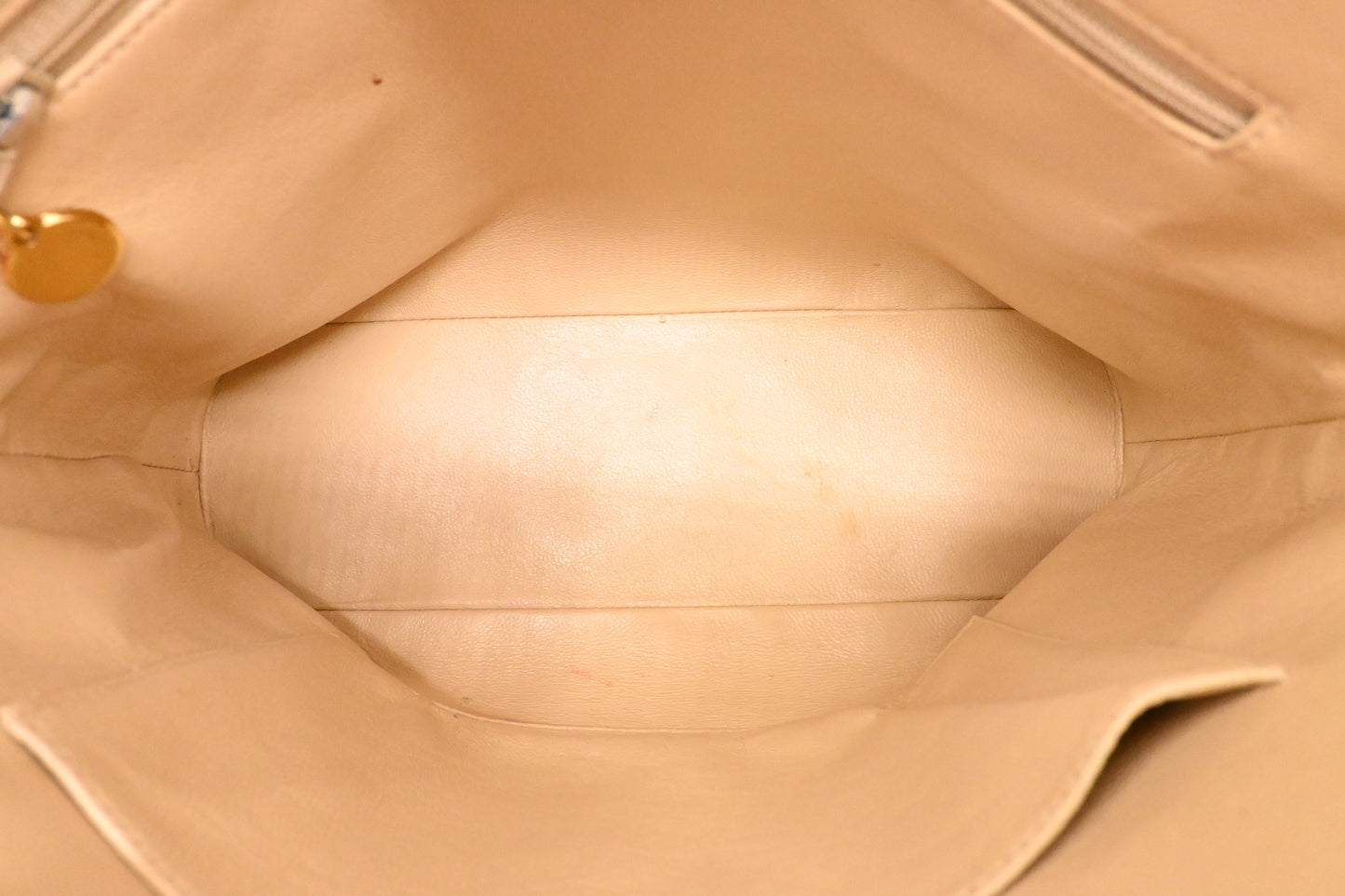 Chanel Chain Shoulder Bag in Light Beige Leather