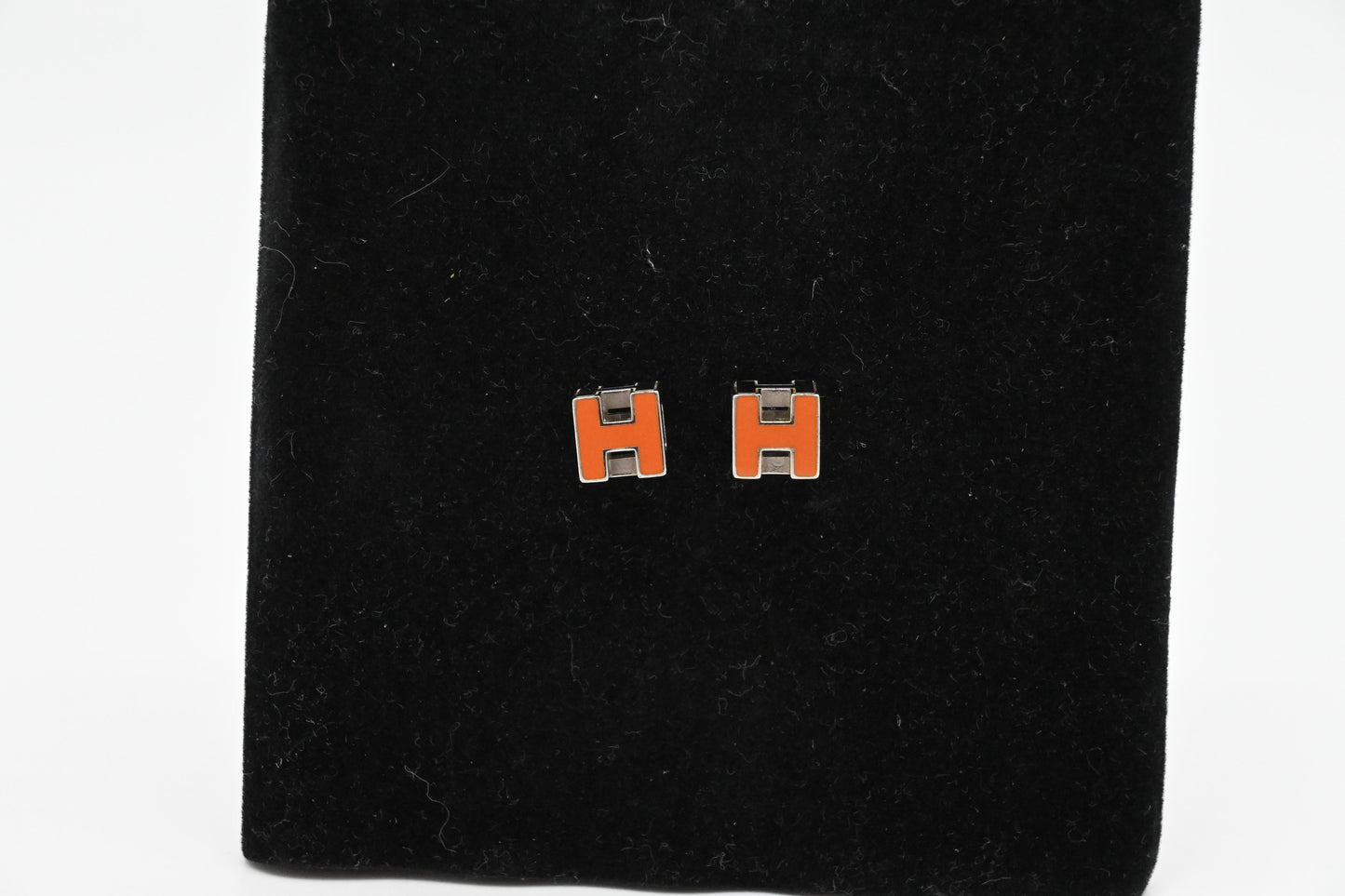 Hermes Small Orange H Cube Earrings