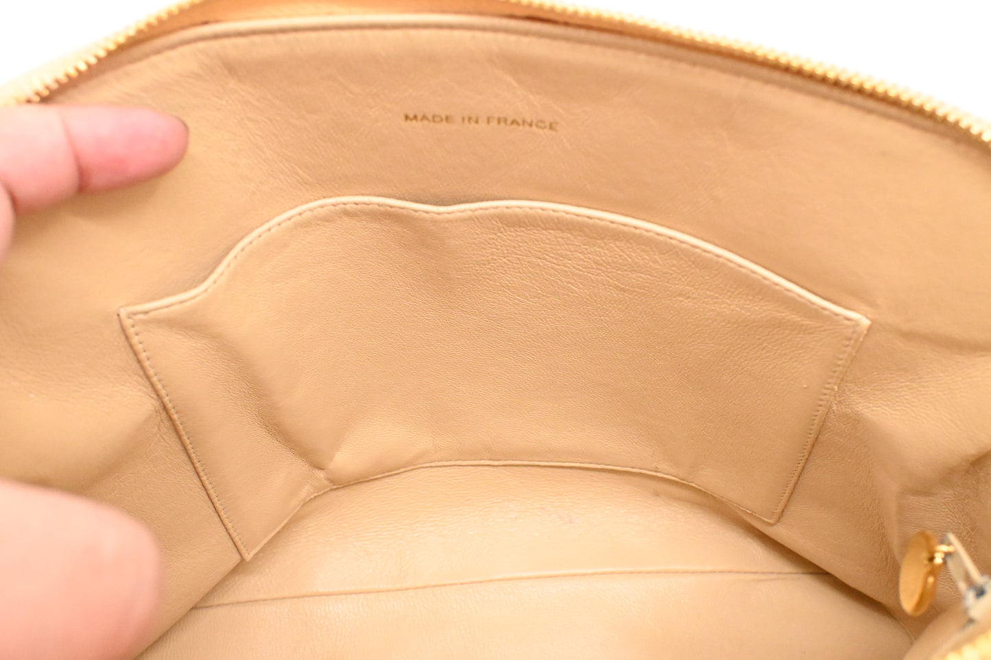 Chanel Chain Shoulder Bag in Light Beige Leather