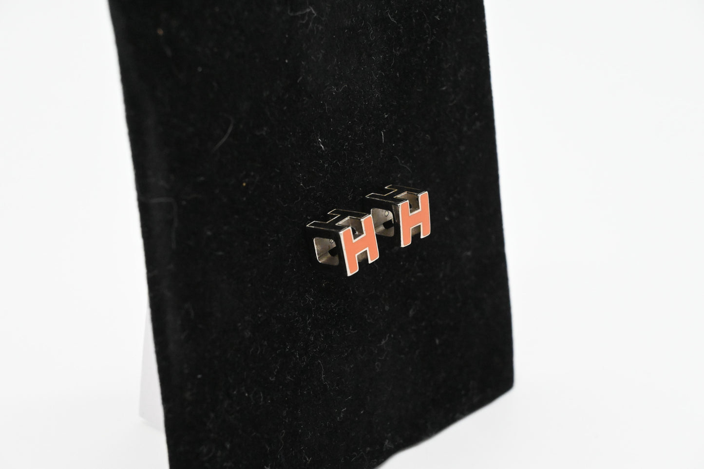 Hermes Small Orange H Cube Earrings