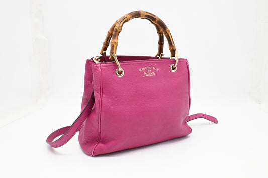 Gucci Bamboo 2way Bag in Pink Leather