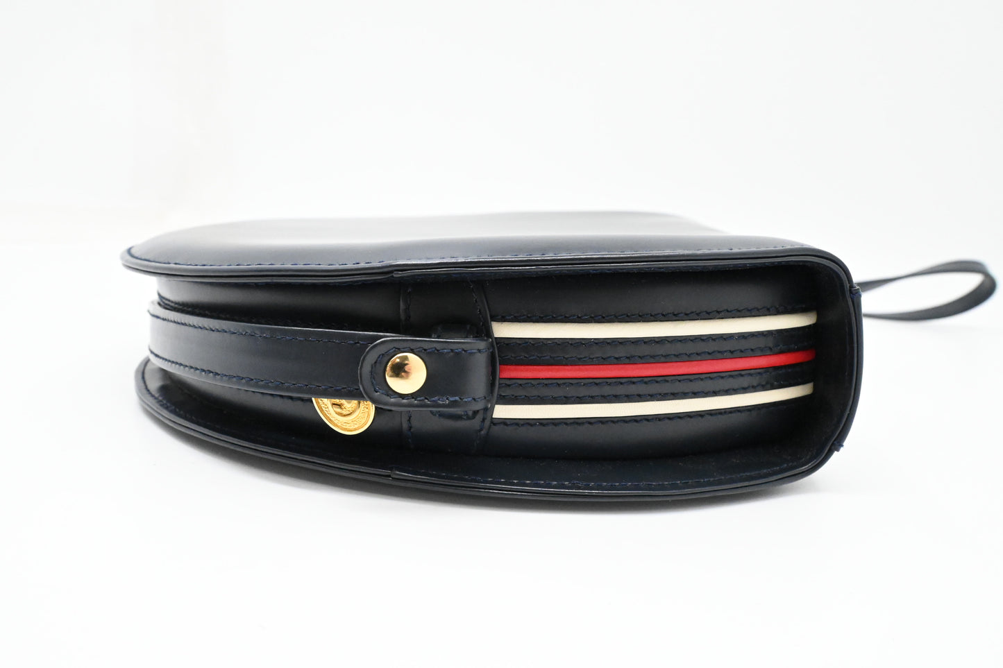 Gucci Round Shoulder Bag in Navy Blue Leather