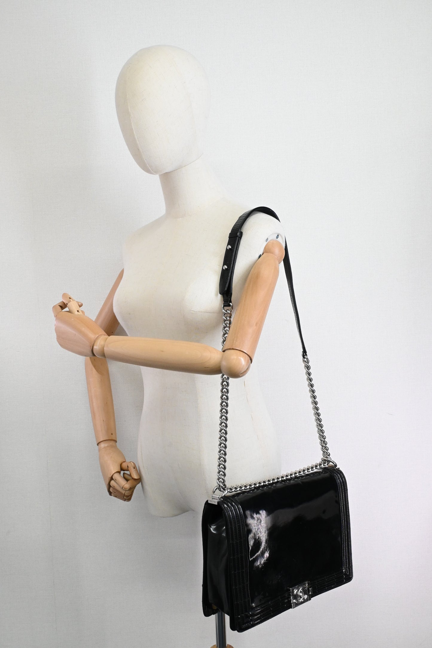 Chanel Large Boy in Black Patent Leather