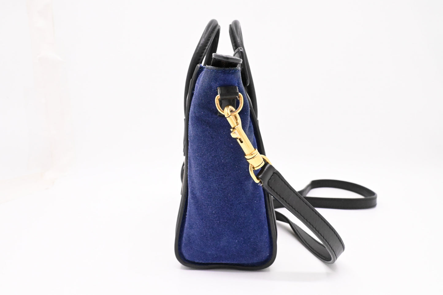 Celine Nano Luggage in Beige, Black and Blue Leather