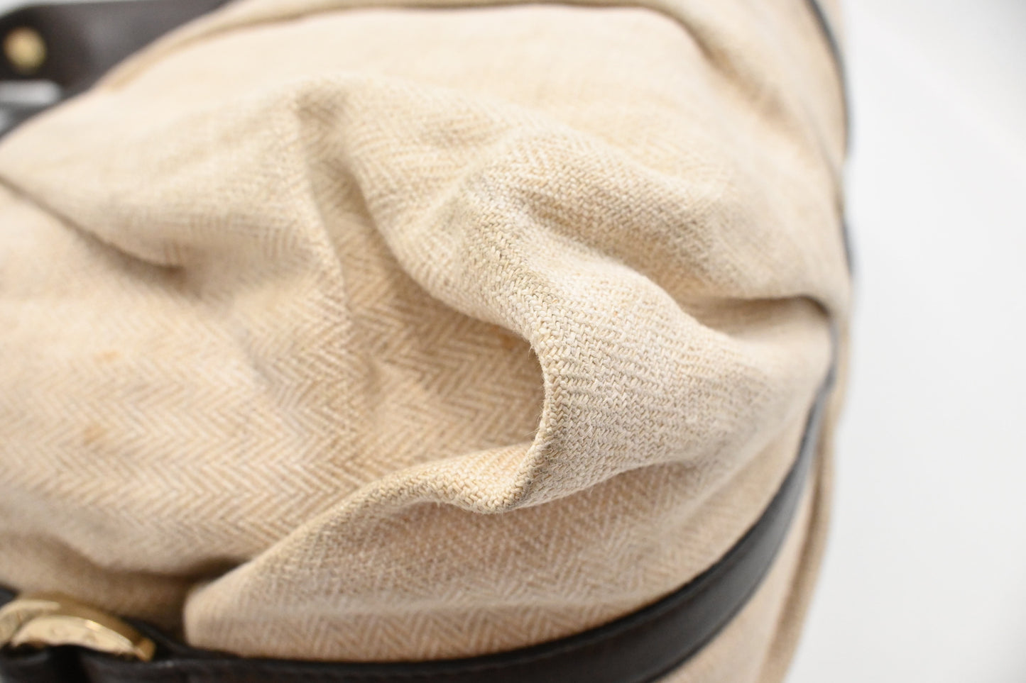 Bvlgari Chandra Hobo Bag in Cream Canvas and Brown Leather