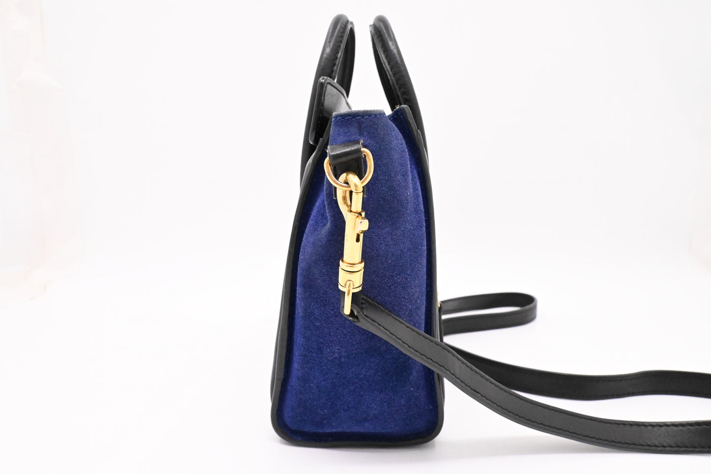 Celine Nano Luggage in Beige, Black and Blue Leather