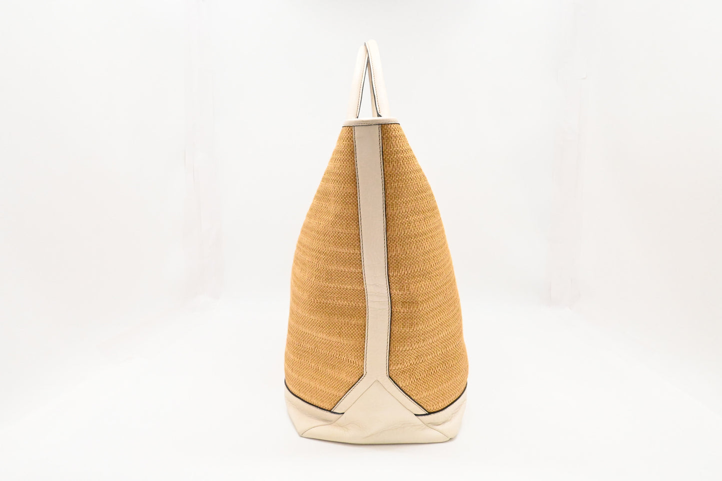 Gucci Large Tote in Raffia and White Leather