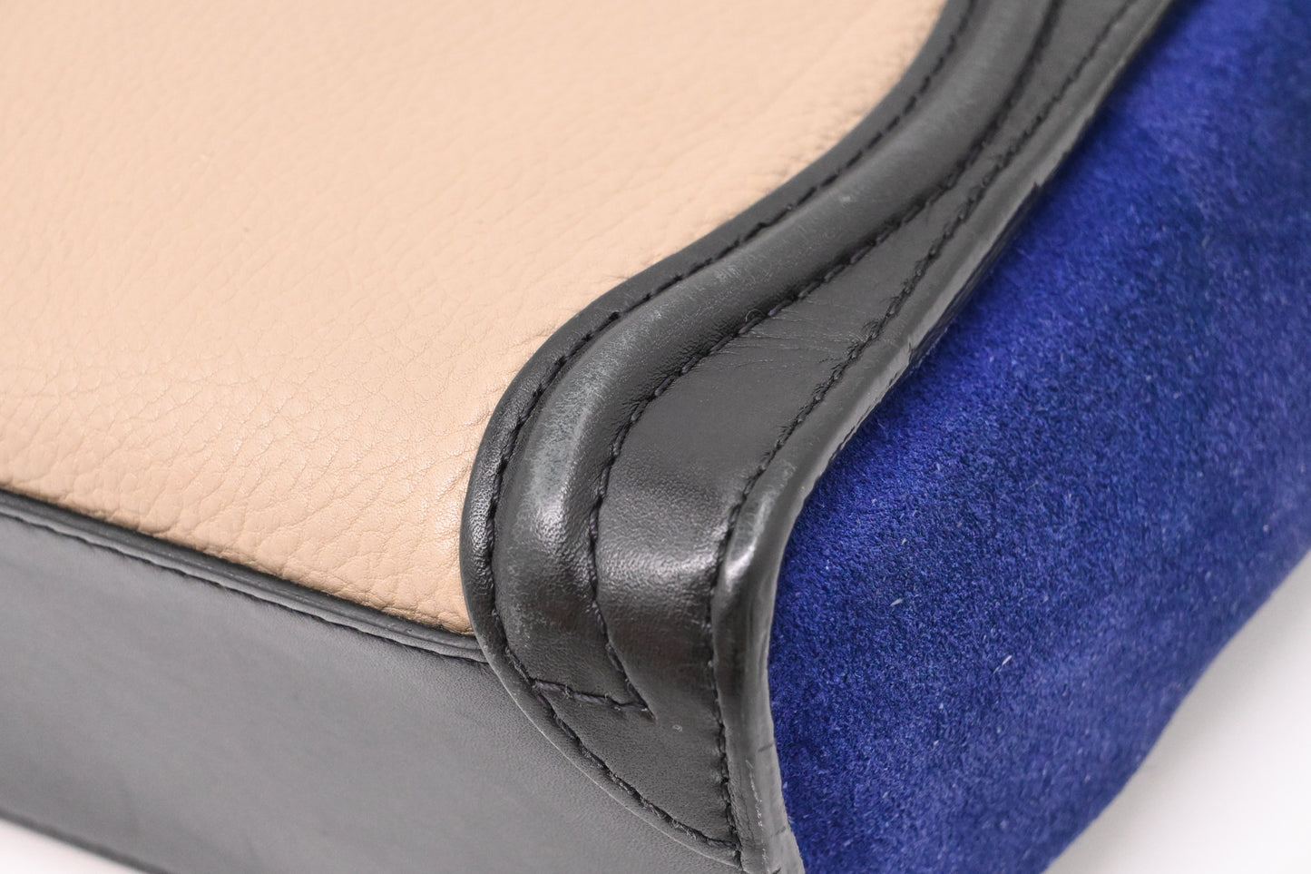 Celine Nano Luggage in Beige, Black and Blue Leather