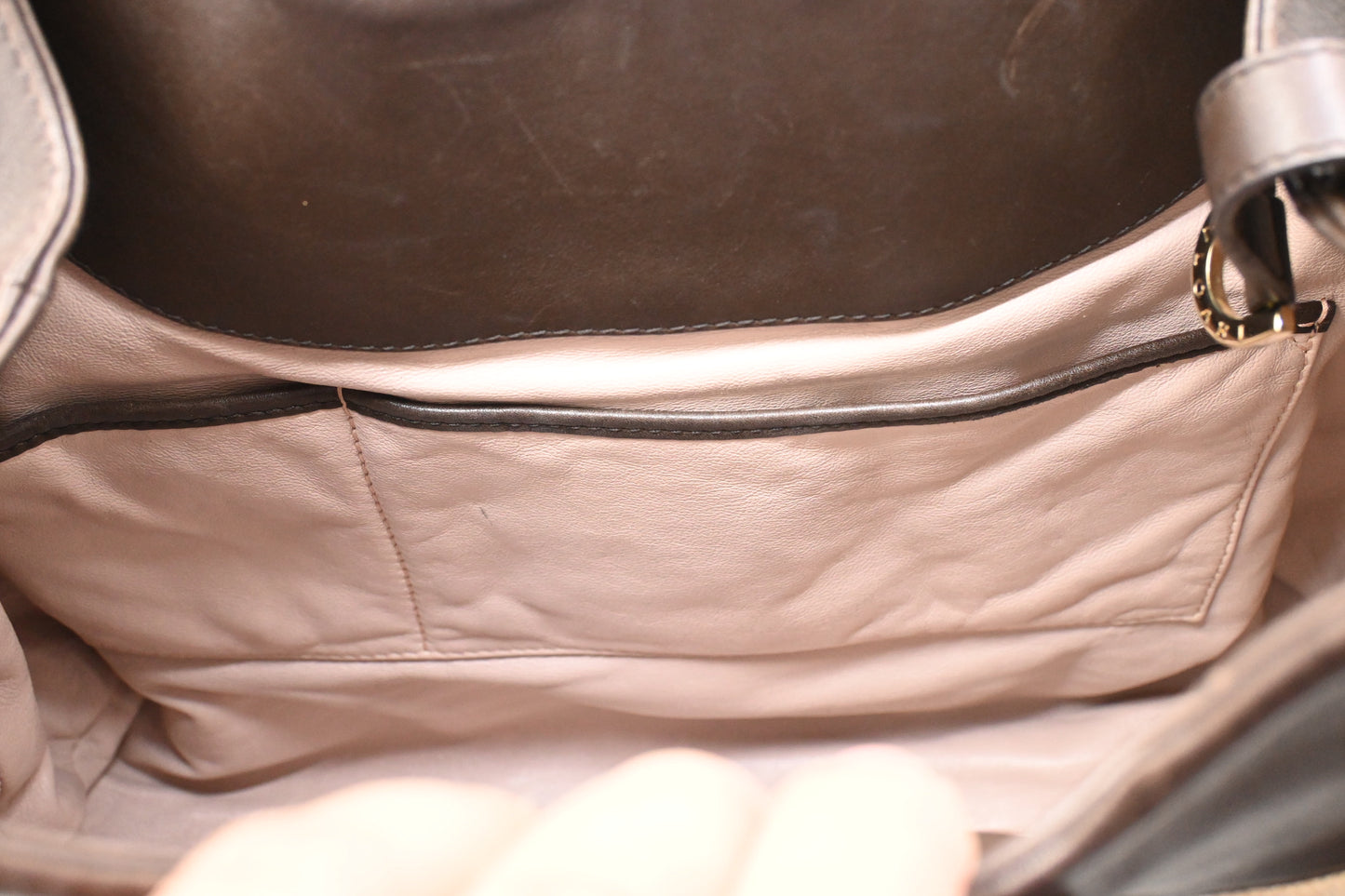 Bvlgari Chandra Hobo Bag in Cream Canvas and Brown Leather