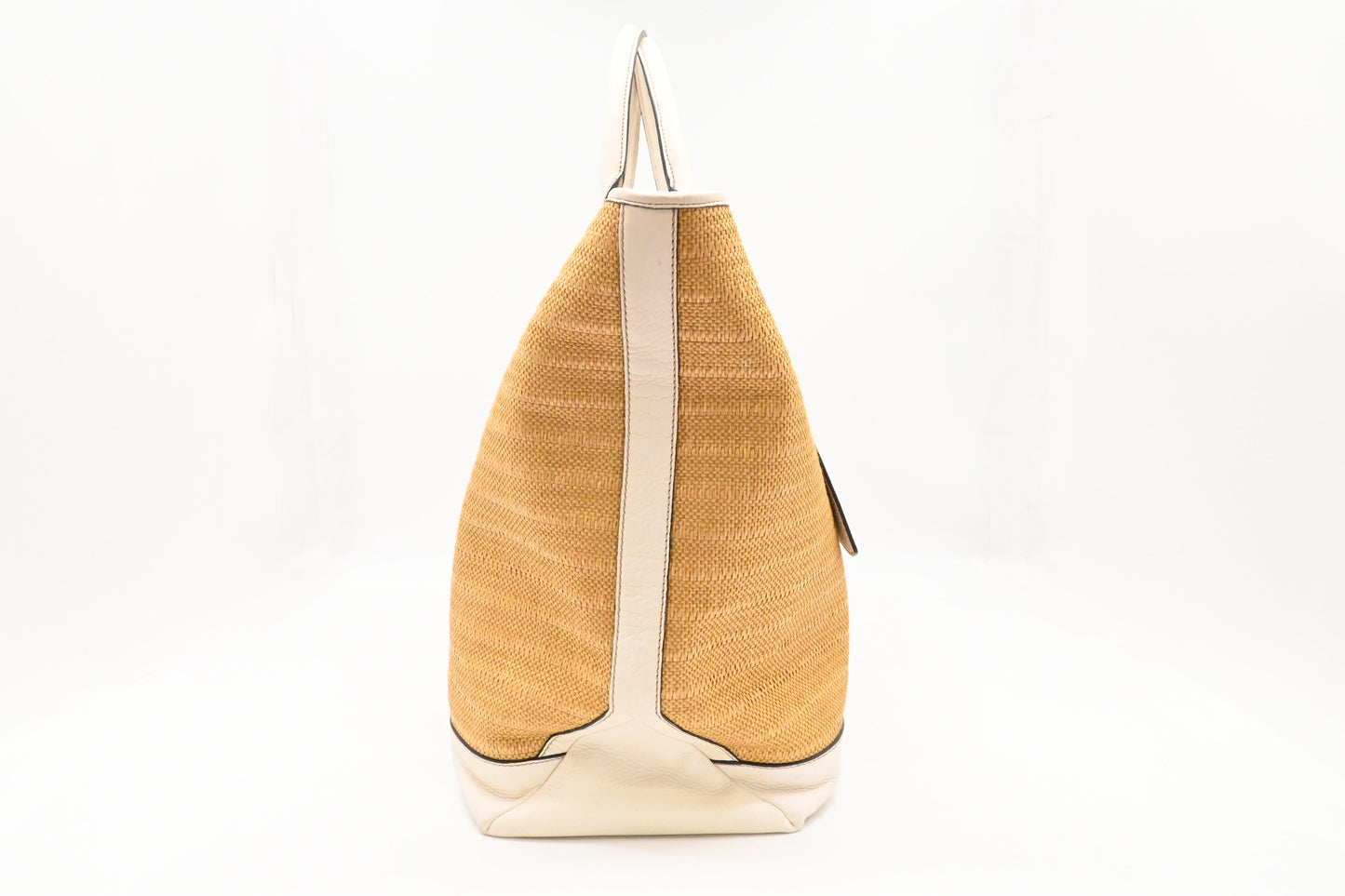 Gucci Large Tote in Raffia and White Leather