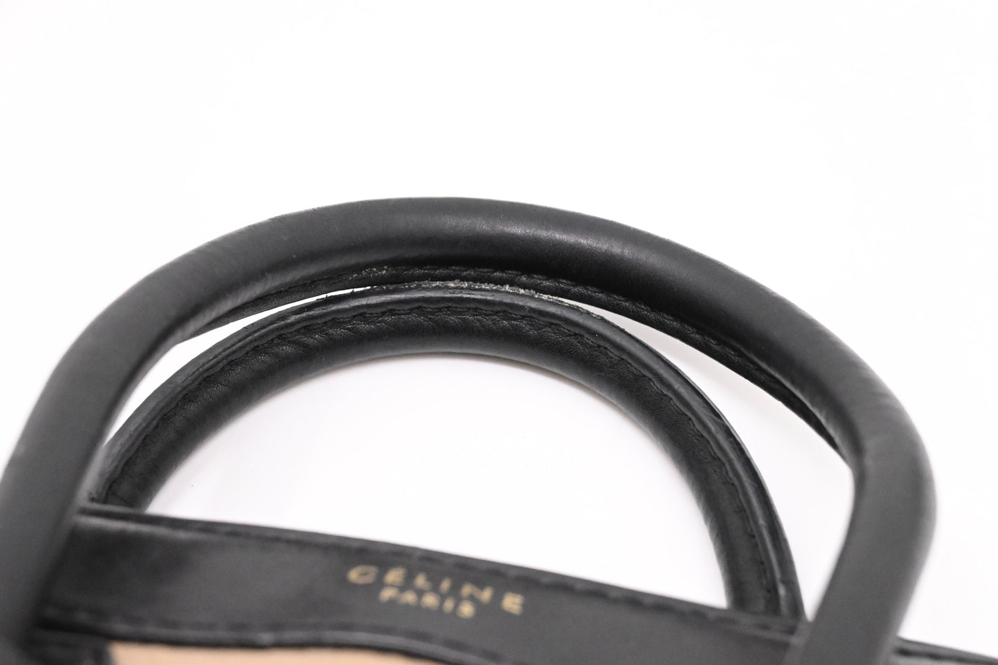 Celine Nano Luggage in Beige, Black and Blue Leather