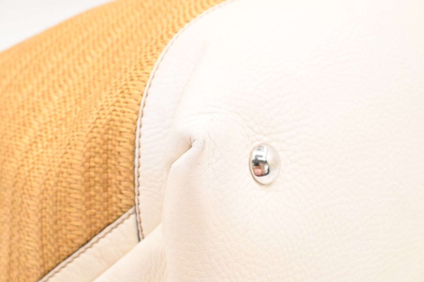 Gucci Large Tote in Raffia and White Leather