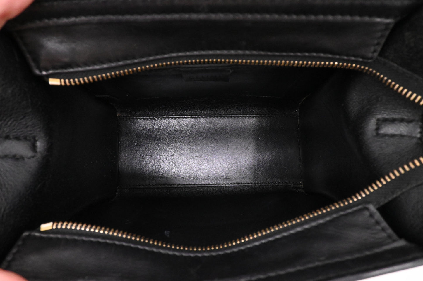 Celine Nano Luggage in Beige, Black and Blue Leather