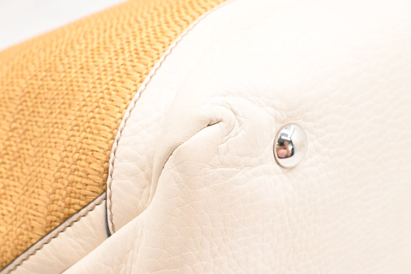 Gucci Large Tote in Raffia and White Leather