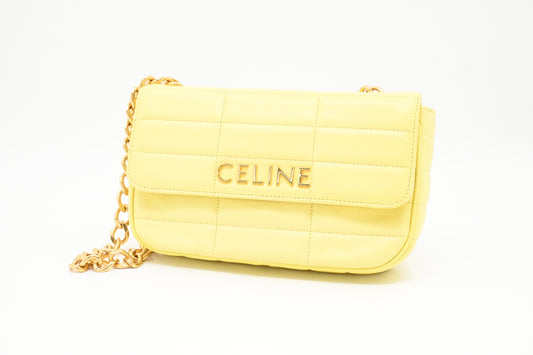 Celine Chain Shoulder Bag in Yellow Leather