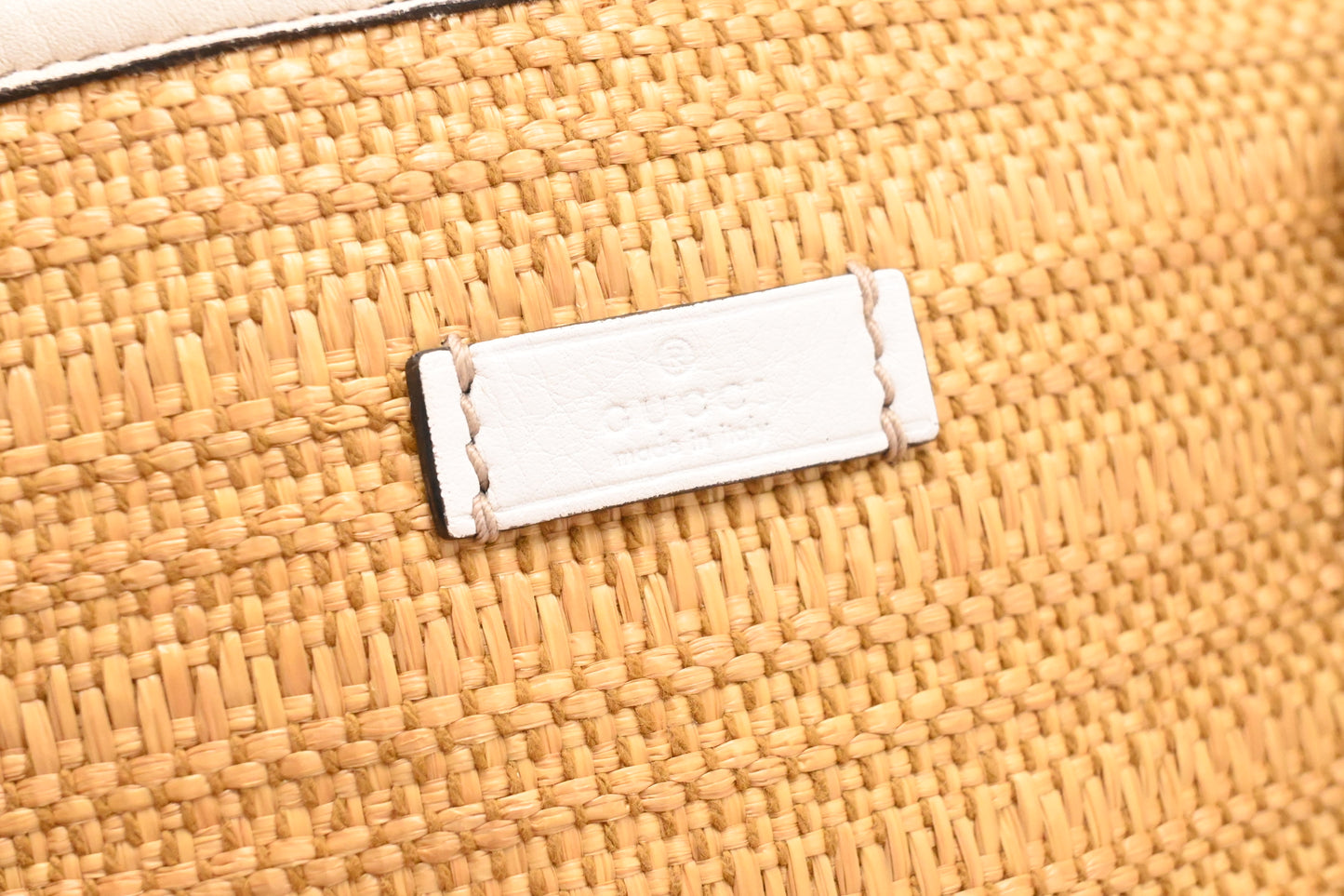 Gucci Large Tote in Raffia and White Leather