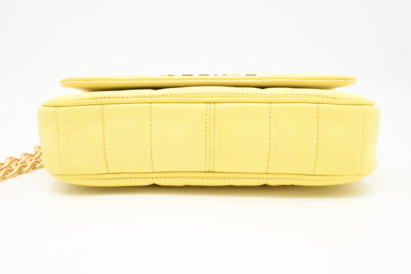 Celine Chain Shoulder Bag in Yellow Leather