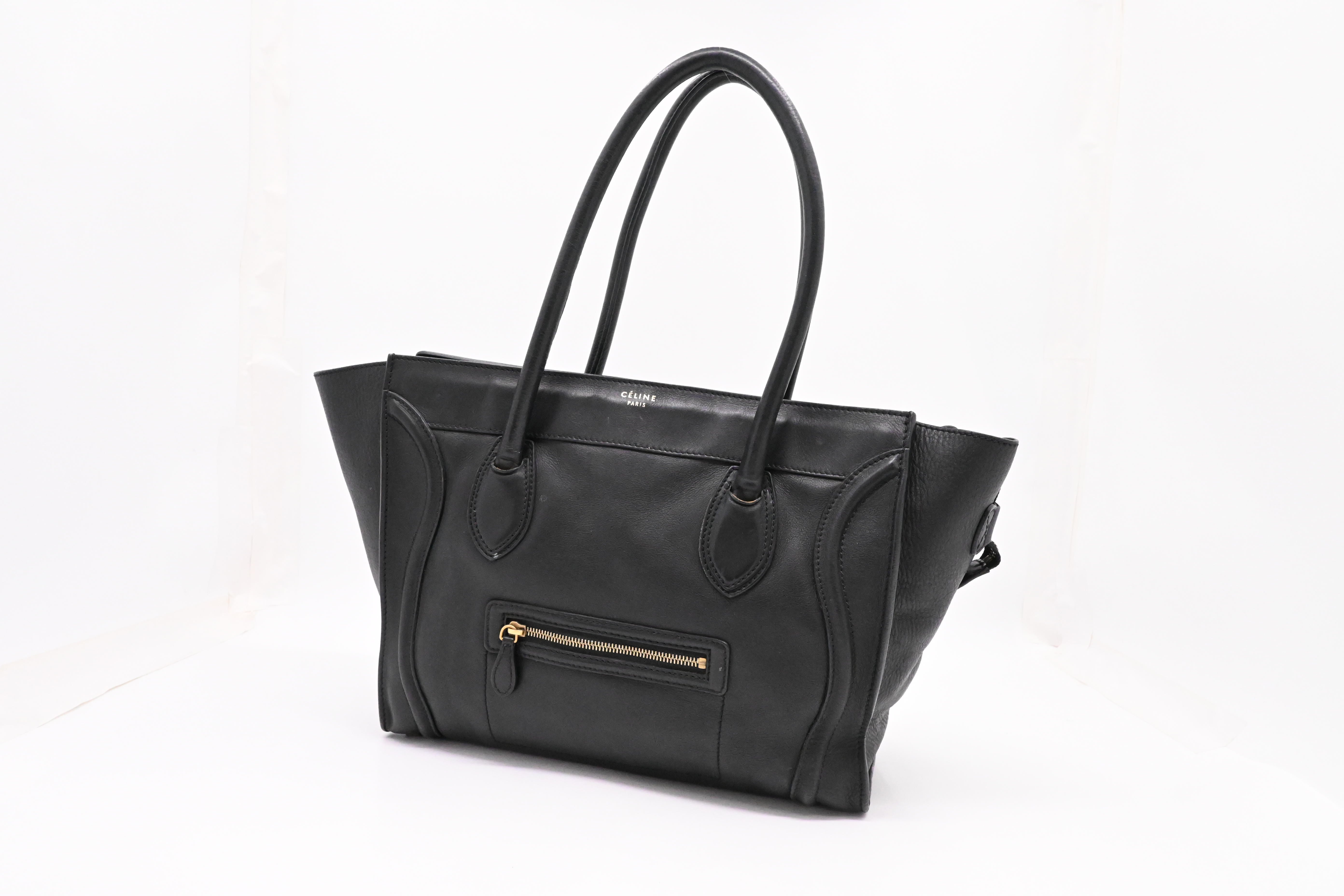 CELINE パーティーバッグ ブラック Celine Mini Luggage in Black Leather Used – Weekly Lux Drop
